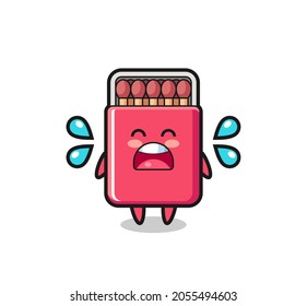 matches box cartoon illustration with crying gesture , cute design