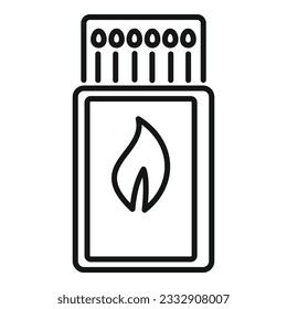 Matches box icon outline vector. Trip camp. Nature fire