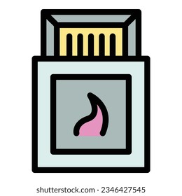 Matches box icon outline vector. Cigar tobacco. Pack health color flat