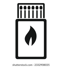 Matches box icon simple vector. Trip camp. Nature fire
