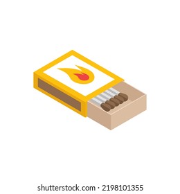 Matches in a box isometric icon.