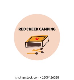Matches box logo. Hand drawn vector icon for outdoor branding.