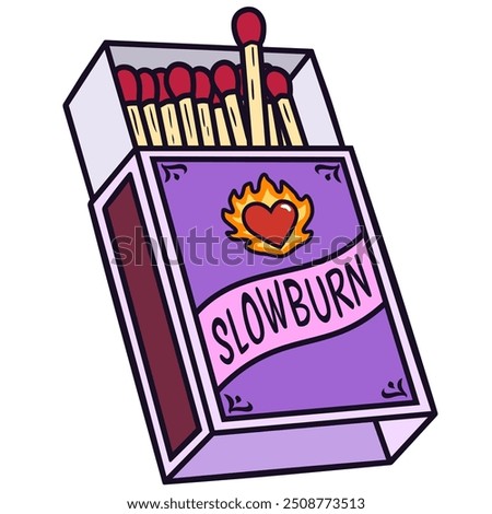 matches in box with slow burn text sticker illustration