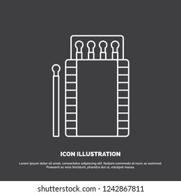 matches, camping, fire, bonfire, box Icon. Line vector symbol for UI and UX, website or mobile application