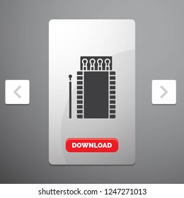 matches, camping, fire, bonfire, box Glyph Icon in Carousal Pagination Slider Design & Red Download Button