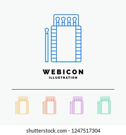 matches, camping, fire, bonfire, box 5 Color Line Web Icon Template isolated on white. Vector illustration