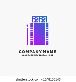 matches, camping, fire, bonfire, box Purple Business Logo Template. Place for Tagline.
