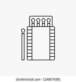 matches, camping, fire, bonfire, box Line Icon. Vector isolated illustration