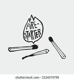 Matches, fire, firestarter, drawing, illustration