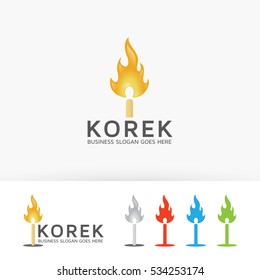 Matches fire logo design. Fire logo concept. Vector logo template
