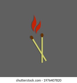 matches with fire. vector graphics