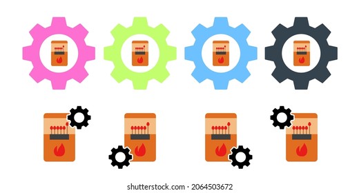 Matches, flame, burning vector icon in gear set illustration for ui and ux, website or mobile application