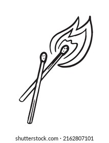 Matches are hand-drawn. Doodle kitchen accessories. Vector 