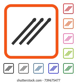Matches icon. Flat grey pictogram symbol inside an orange rounded square. Black, gray, green, blue, red, orange color variants of Matches vector. Designed for web and application user interface.