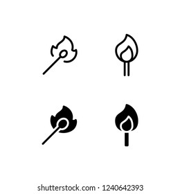 Matches Icon Logo Vector Symbol. Flame Icon