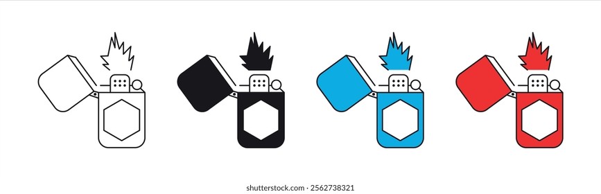 matches icon set. lighter matches, gas matches icon. vector illustration