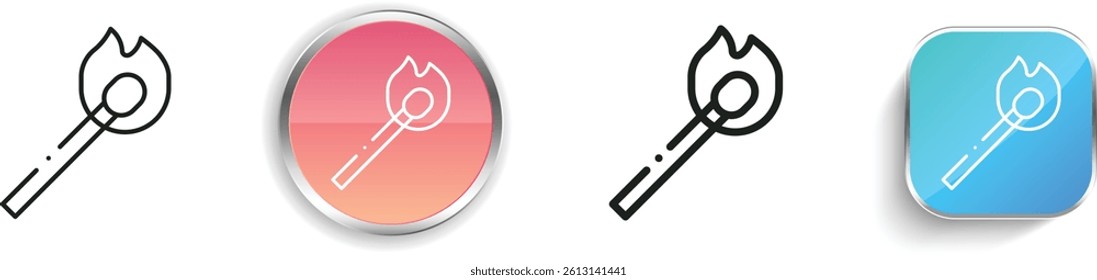 matches icon. Thin Linear, Regular and Button Style Design Isolated On White Background