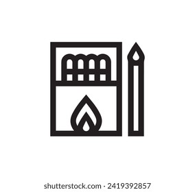 Matches icon vector. Linear style sign for mobile concept and web design. Matches symbol illustration. Pixel vector graphics - Vector.