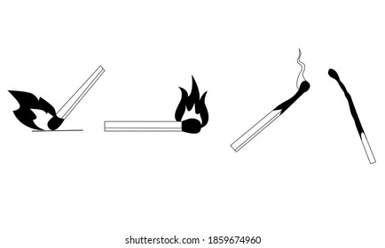 Matches icons, lighted match and burned match.On a white background in eps 10 format.