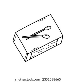 Matches isolated on white background. Vector illustration. Box of matches in doodle style.