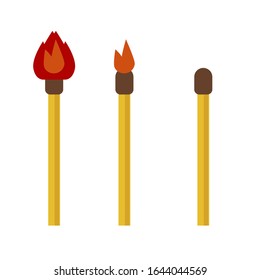 Partidos, coincidencia iluminada y coincidencia sobre fondo blanco. Ilustración vectorial en estilo plano. EPS 10.