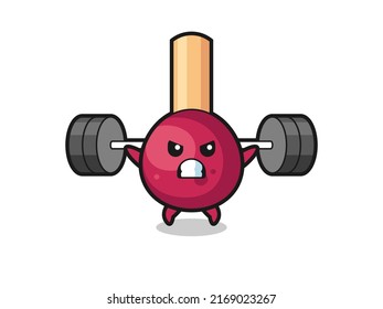 matches mascot cartoon with a barbell , cute style design for t shirt, sticker, logo element