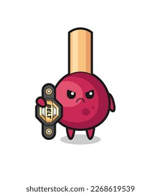 matches mascot character as a MMA fighter with the champion belt , cute style design for t shirt, sticker, logo element