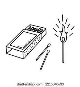 Matches, matcbox. Vector Illustration for printing, backgrounds, covers and packaging. Image can be used for greeting cards, posters, stickers and textile. Isolated on white background.