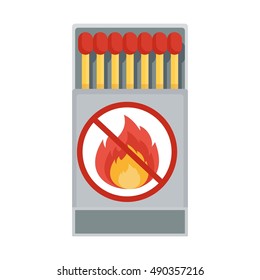 Matches in a matchbox. Vector Matches. Flat cartoon matches illustration. Objects isolated on a white background.