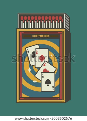 Matches and matchbox and  vector icon illustration. Vintage and unique matchbox packaging design