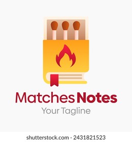 Matches Notes Logo Vector Illustration. Template Design Idea Combining Matches and book Shape