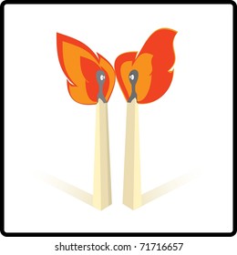 Matches on fire