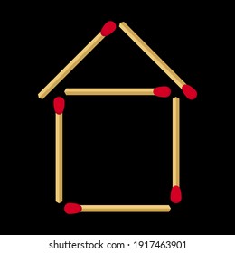 Coincide en forma de icono vectorial de casa aislado en fondo negro.