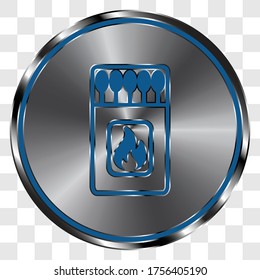 Matches simple icon on metal round button. Transparent grid
