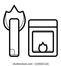 Matches vector, burned match, burning match, rest of the match