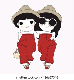Matching Besties Character illustration