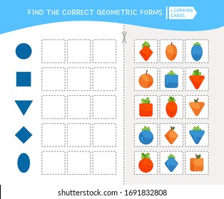 Matching children educational game. Activity for pre sсhool years kids and toddlers. Match of geometric shapes.