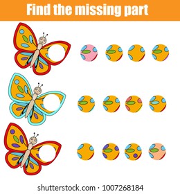 Matching children educational game. Find missing part. Puzzle activity for pre shool years kids and toddlers