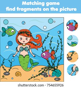 Matching children educational game. Find objects activity for pre shool years kids and toddlers