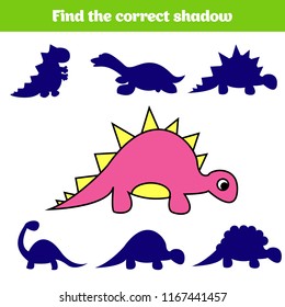 Matching children educational game. Match insects parts. Find missing puzzle. Activity for pre school years kids. Dinosaur.