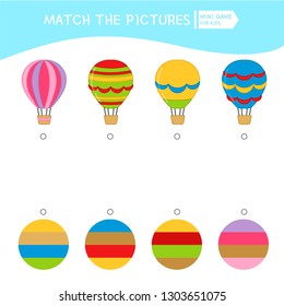 Matching children educational game. Match of balloons and color palettes
. Activity for pre sсhool years kids and toddlers.