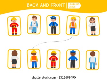 Matching children educational game. Match of back and front. Activity for pre sсhool years kids and toddlers.