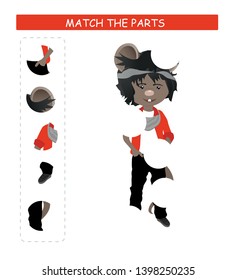 Matching children educational game. Match parts of cartoon mouse. Activity for  kids and toddlers.