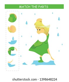 Matching children educational game. Match parts of cartoon mouse. Activity for kids and toddlers.
