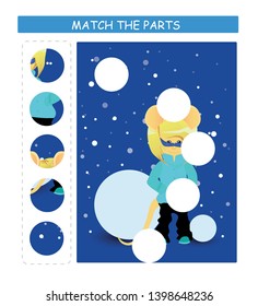 Matching children educational game. Match parts of cartoon mouse. Activity for kids and toddlers.