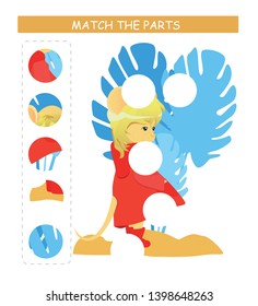 Matching children educational game. Match parts of cartoon mouse. Activity for kids and toddlers.