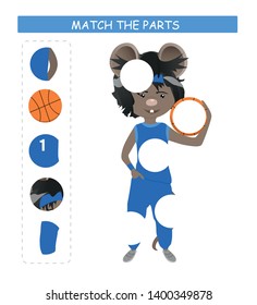 Matching children educational game. Match parts of cartoon mouse. Activity for kids and toddlers.	