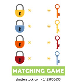 Matching Children Educational Game Match Locks Stock Vector (Royalty ...