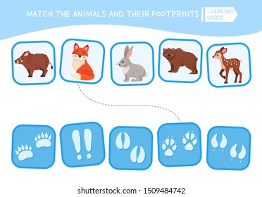 Matching Children Educational Game Match Animals Stock Vector (Royalty ...