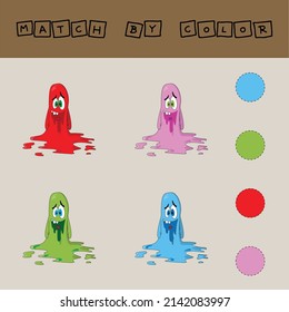 Matching children educational game. Match by color. Activity for pre sсhool years kids and toddlers.